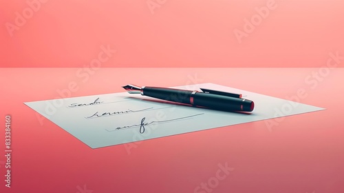 Signed Contract A document with a pen and signature, symbolizing the completion of a big deal photo