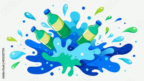 Playful splashes of blues and greens dance across the paper showcasing the freedom and release of bottledup emotions.. Vector illustration