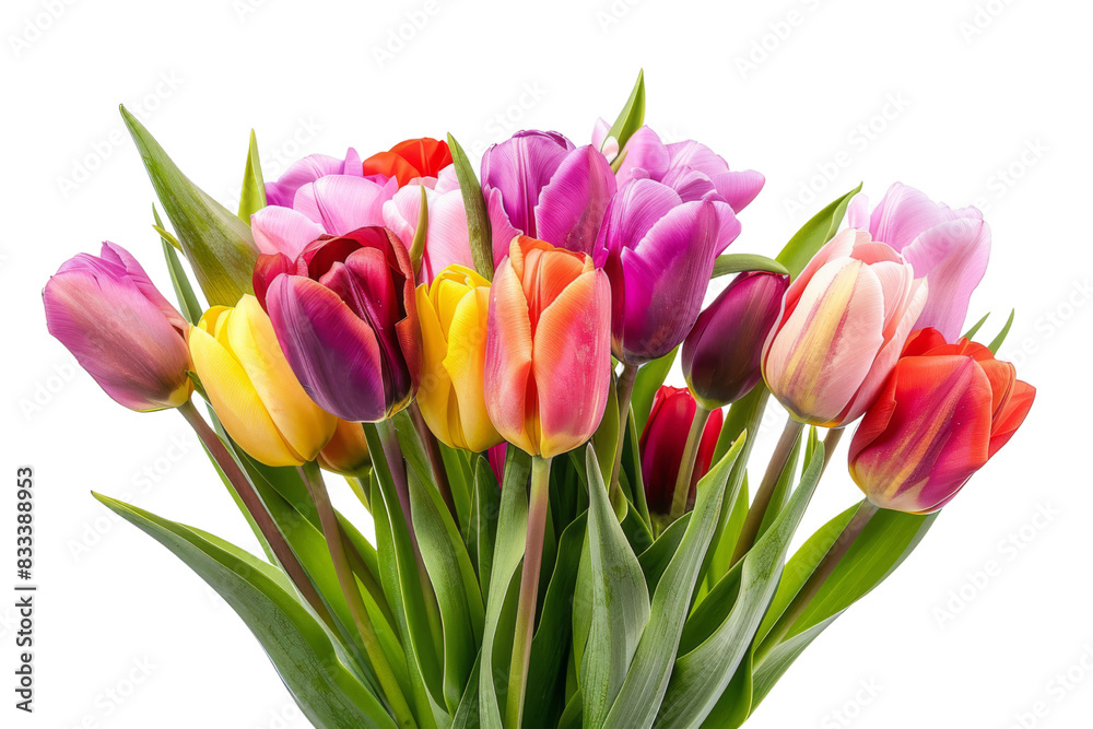 Colorful Tulips Bouquet Isolated on Transparent Background Colorful Tulips Bouquet Isolated on Transparent Background
