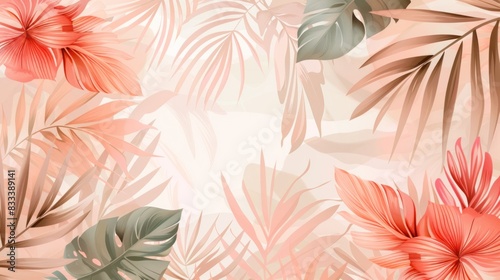 Tropical pattern in neutral colors wallpaper