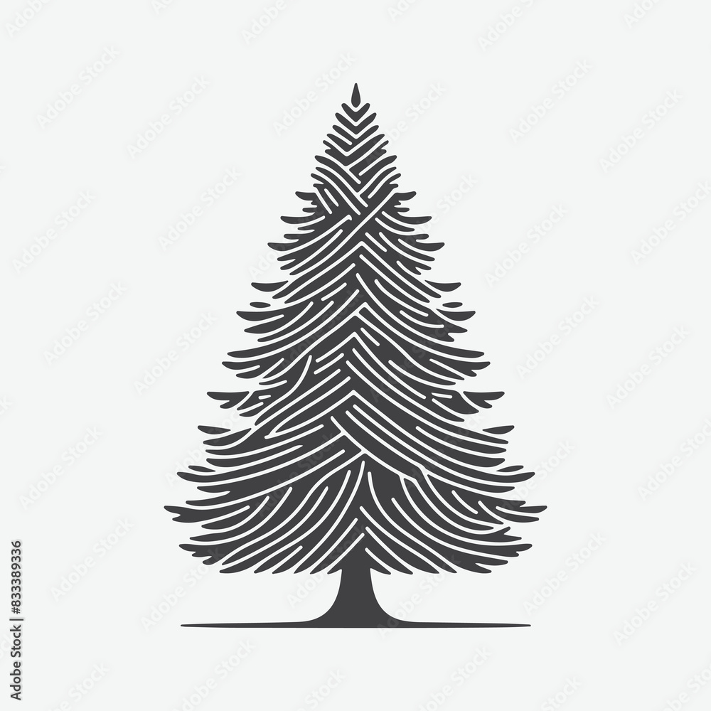 Obraz premium Majestic Fir Tree Silhouette: Captivating Nature's Timeless Beauty