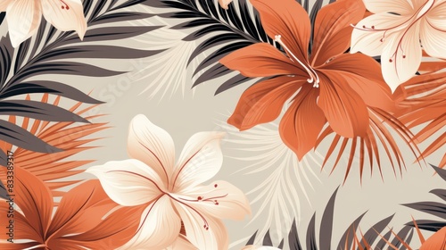 Tropical pattern in neutral colors wallpaper