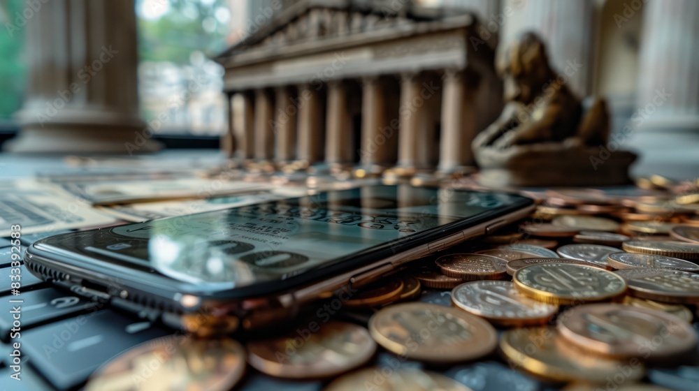 Online banking app on a smartphone. Online banking app on a smartphone.