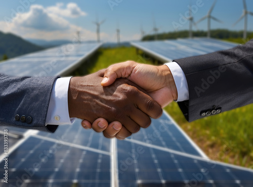 Handshake in Solar Panel Business Environmental Cooperation and Green Energy