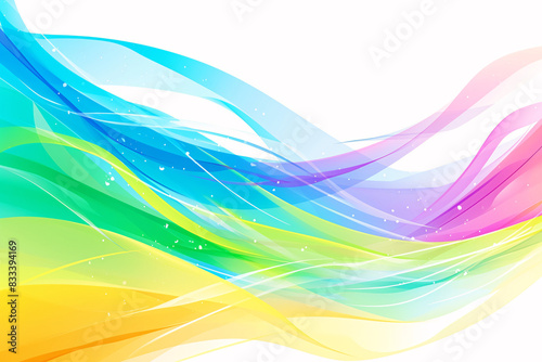 Vibrant abstract waves in a spectrum of colors against a white background  