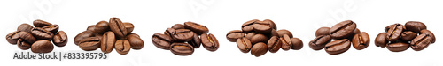 Coffee beans png element set on transparent background