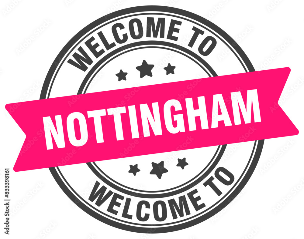 Welcome to Nottingham stamp. Nottingham round sign Welcome to Nottingham stamp. Nottingham round sign