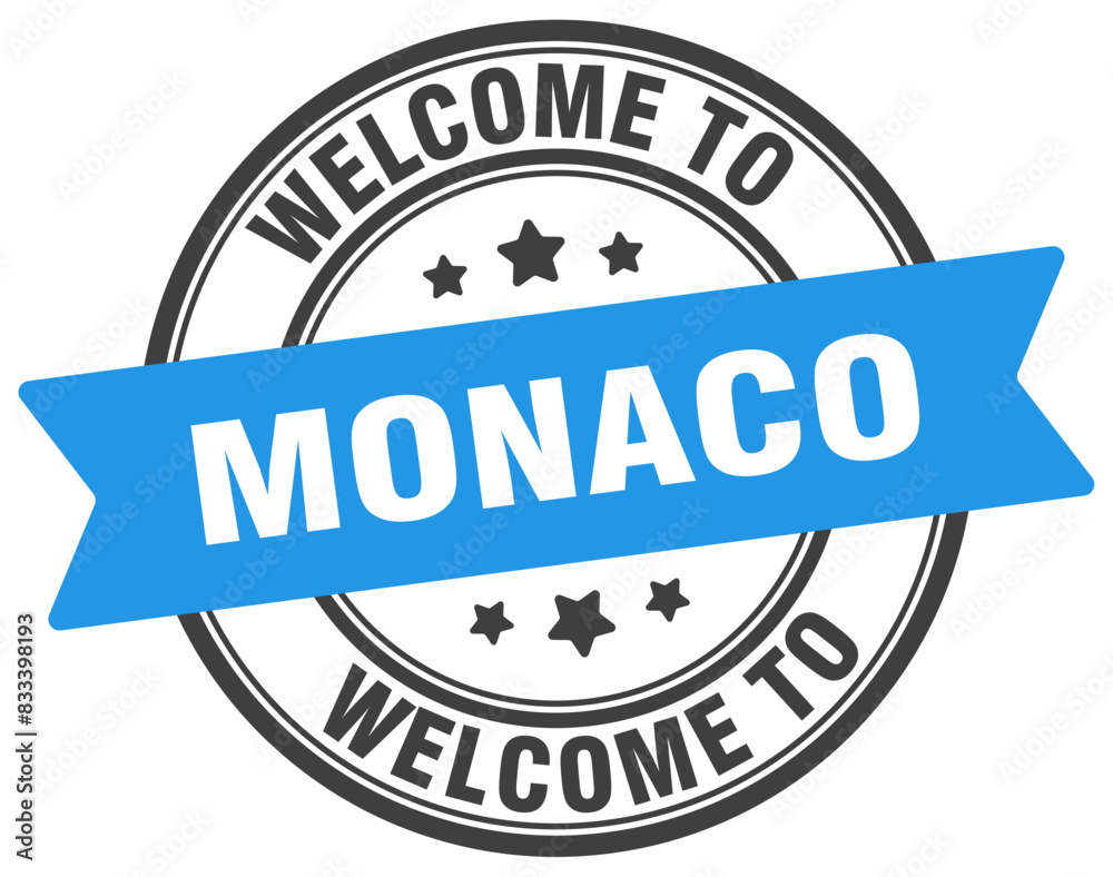 Welcome to Monaco stamp. Monaco round sign