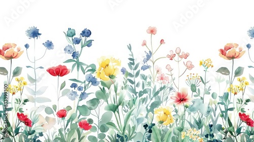 Watercolor botanical garden illustration wallpaper