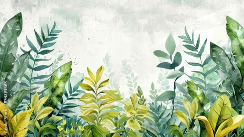 Watercolor botanical garden illustration wallpaper