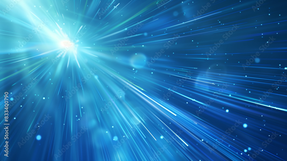 Dynamic abstract background featuring blue light speed rays and sparkling particles, conveying motion Dynamic abstract background featuring blue light speed rays and sparkling particles, conveying motion