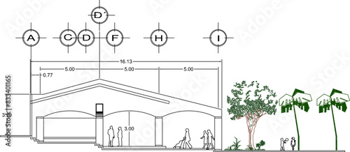 Vector illustration sketch of desert design open air cafe restaurant design 
