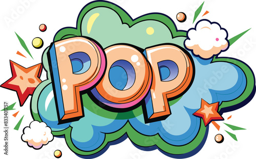 Word POP! inside explosive cloud in comic style, flat illustration, vector illustration.