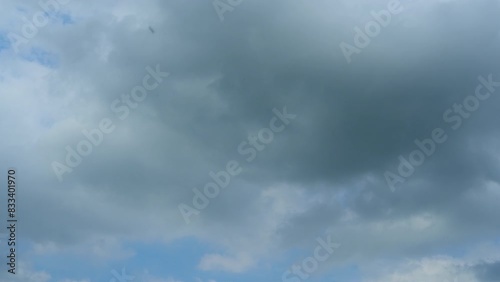 Timelapse of beautiful blue sky and white cloud with 4k resolution. The environment in the natural world.	