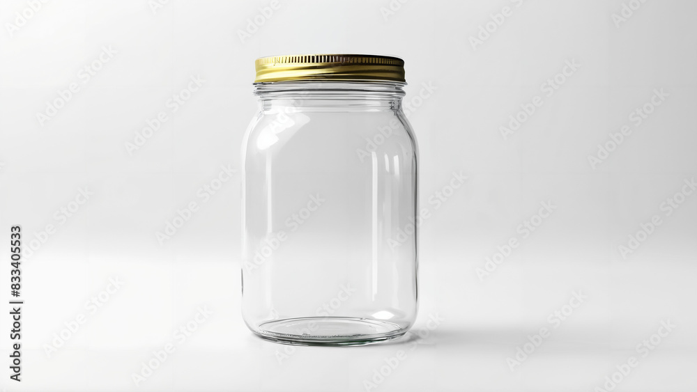 Empty transparent glass jar mockup isolated on white background, with clipping path Empty transparent glass jar mockup isolated on white background, with clipping path
