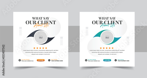 Client feedback or customer testimonial social media post layout or feedback review social media banner template design