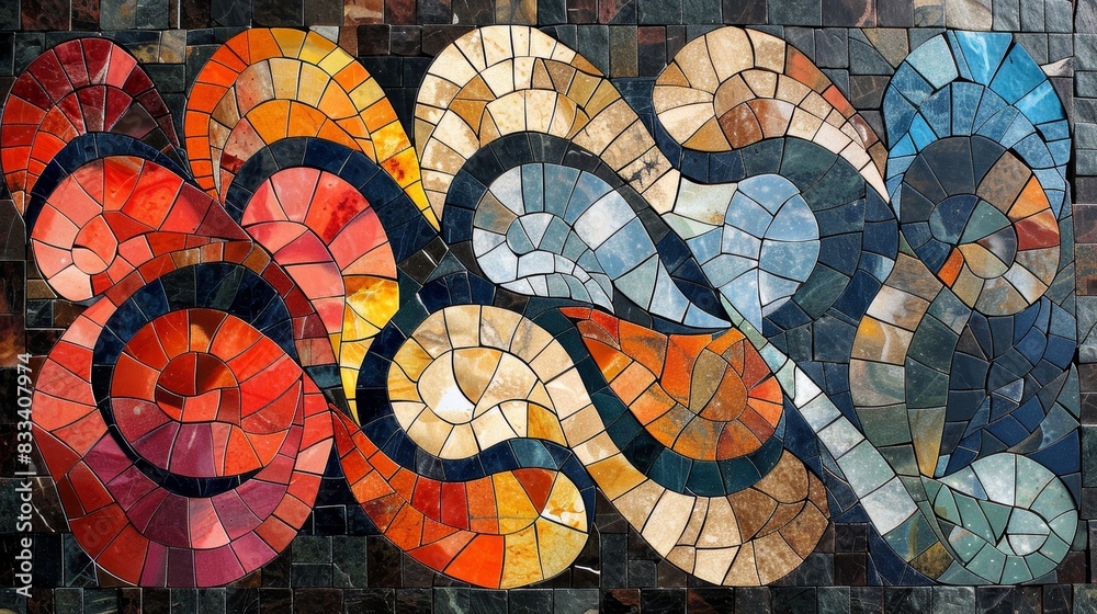 Fototapeta premium A beautiful marble mosaic, colorful, but slightly darker colors, abstract and smooth, gives a wow factor