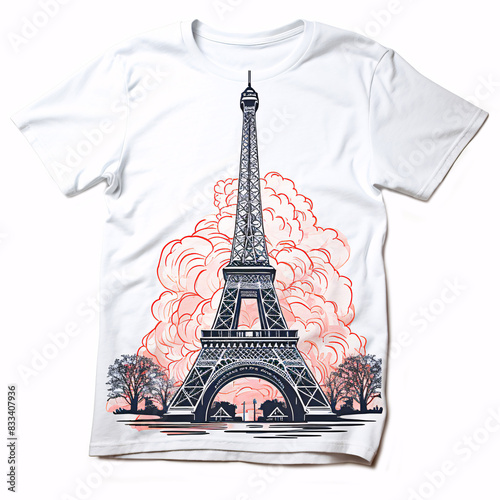 Paris, Eiffel Tower T-shirt print.