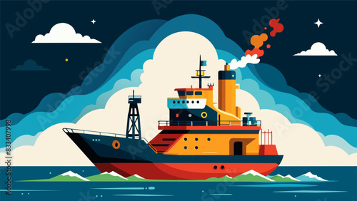 Despite the controversy surrounding its purpose there was no denying the impressive capabilities and technical prowess of the fossil fuel exploration. Vector illustration