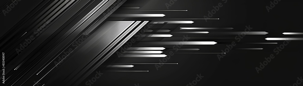 Obraz premium Abstract black background with diagonal metallic lines and a futuristic, sleek design. Ideal for tech graphics or modern web themes.
