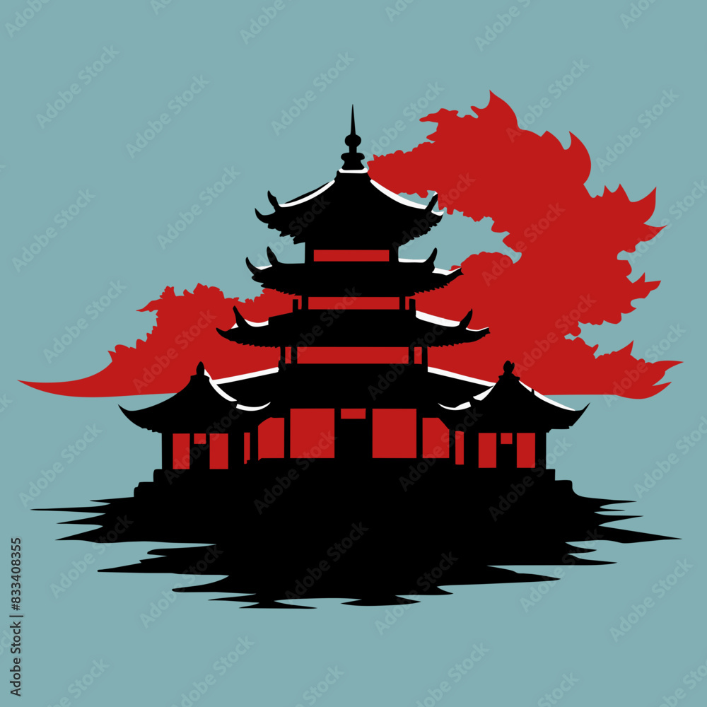 Jiangnan ink painting brush touch vector illustration Jiangnan ink painting brush touch vector illustration
