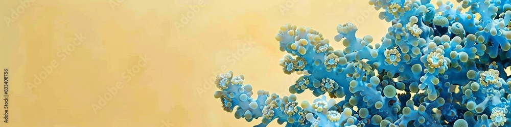 blue corals on a light yellow background. blue corals on a light yellow background.