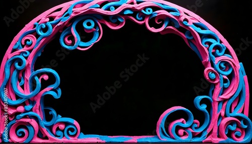 Vibrant Pink Blue Swirls Ornamental Frame Artistic Design
