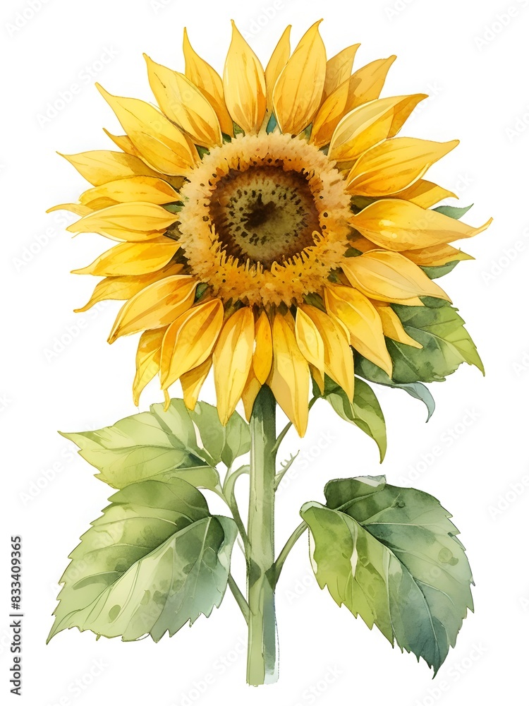 Obraz premium Sunflower Flower Watercolor Nature Art