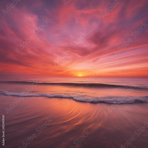 Stunning sunset over an ocean horizon  with orange_esrgan