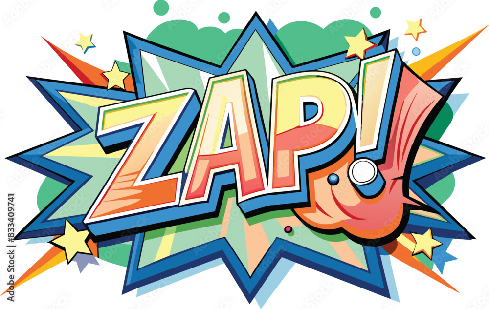 Word ZAP! inside explosive cloud in comic style, flat illustration, vector illustration. Word ZAP! inside explosive cloud in comic style, flat illustration, vector illustration.