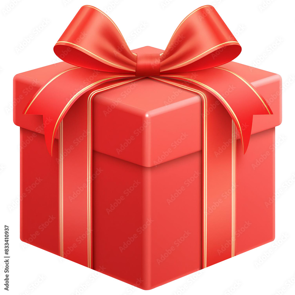 Red Gift Box With Ribbon Isolated On Transparent Background Red Gift Box With Ribbon Isolated On Transparent Background