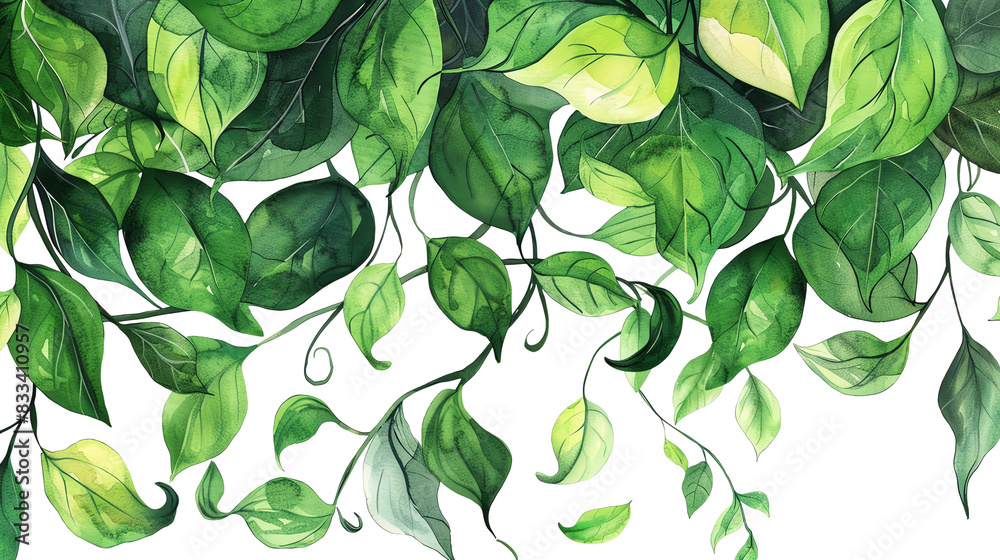Green leaves hanging down. Green leaves hanging down.