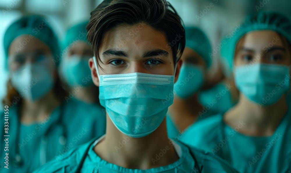 team of confident young surgeons wearing facemask working in a hospital team of confident young surgeons wearing facemask working in a hospital