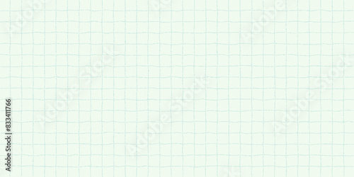 Textured sheet of green checkered paper with a stipple effect. Cute pastel background, irregular geometric wavy checker pattern.
