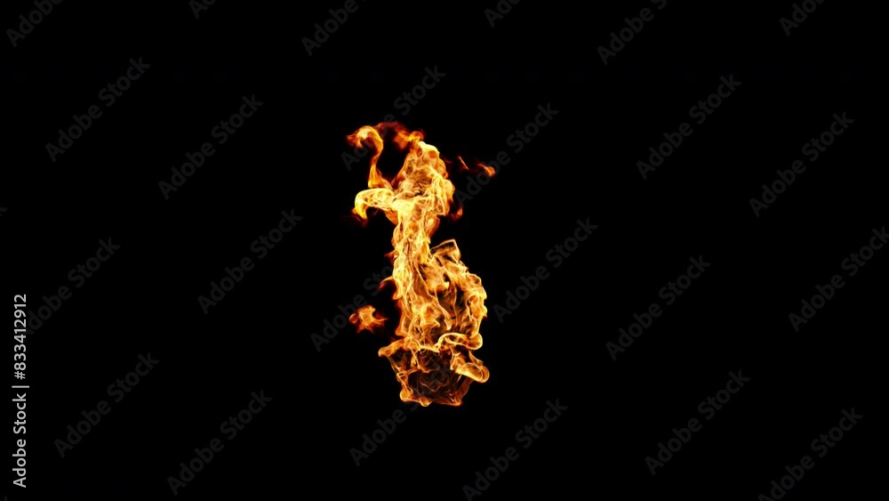 fire on alpha channel. an isolated torch fire. loop fire flame isolated. realistic fire