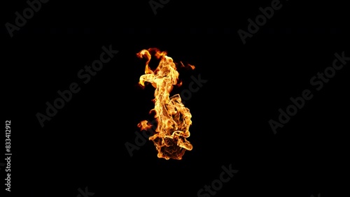 fire on alpha channel. an isolated torch fire. loop fire flame isolated. realistic fire