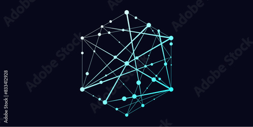 Sign, logo Blockchain. Symbol, logo for blockchain technology, logotype. Hexagon, connection line transaction for logo, brand label, emblem, branding, smart contract block symbol. Vector Illustration