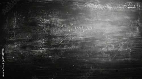 Close-up of a blank, chalky blackboard with textured surface, ideal for educational or creative backgrounds. photo