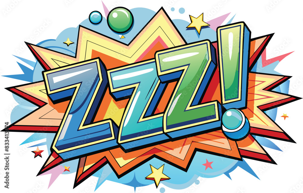 Word ZZZ inside explosive cloud in comic style, flat illustration, vector illustration. Word ZZZ inside explosive cloud in comic style, flat illustration, vector illustration.