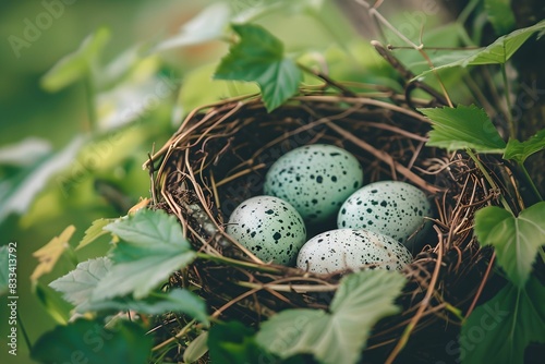 Close-Up of Birds Nest with Eggs