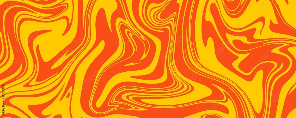 Abstract colorful retro style groovy psychedelic background banner Orange