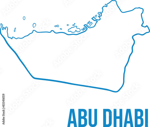 Abu Dhabi emirate map. Blue line shape