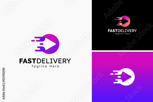 Fast delivery illustration logo design, next logo concept, media play logo design template