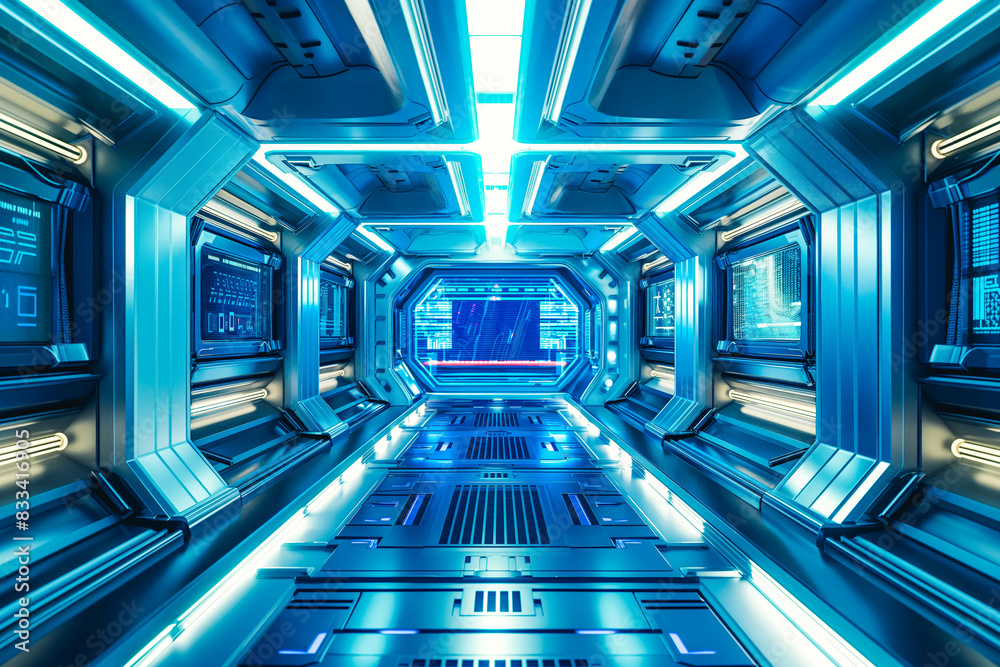 A futuristic space station with sleek metallic corridors and glowing control panels, evoking the wonders of space exploration. A futuristic space station with sleek metallic corridors and glowing control panels, evoking the wonders of space exploration.