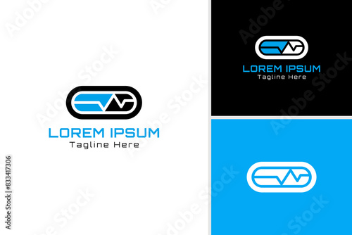 Abstract capsule wave logo concept. Pulse care logo. Healthcare logo design template