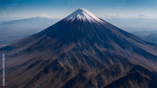 Aerial views of Mount Fuji, snow capped mountains, Japanese classics, drone shots, banners and backgrounds
