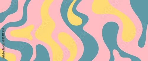 Panel kuchenny z motywem Abstract colorful retro style groovy psychedelic background banner