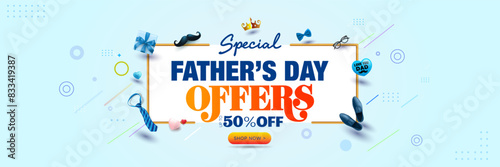 Vector illustration of Shopping sale offer deal discount banner for Father's Day.