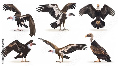 A group of vultures spread their wings, preparing for flight or display