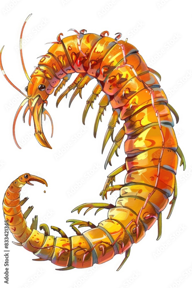 Fototapeta premium Close-up photo of a single shrimp sitting on a white surface